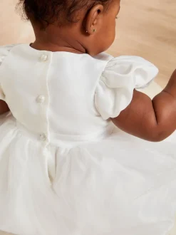 Lipsy Ivory Baby Puff Sleeve Occasion Dress (0mths-5yrs)