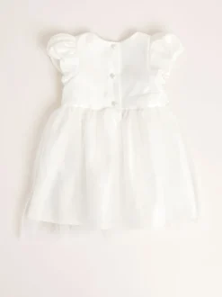 Lipsy Ivory Baby Puff Sleeve Occasion Dress (0mths-5yrs)