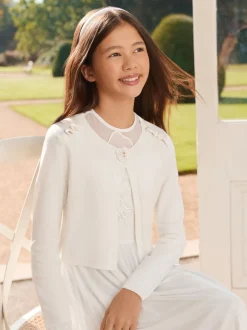 Lipsy Ivory Corsage Occasion Bolero Cardigan (5-16yrs)