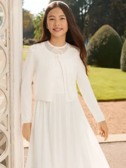 Lipsy Ivory Corsage Occasion Bolero Cardigan (5-16yrs)