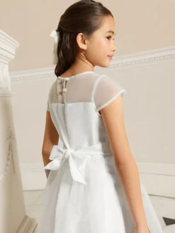 Lipsy Ivory Flower Embellished Flower Occasion Dress (5-16yrs)