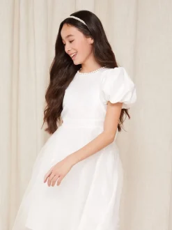 Lipsy Ivory Flower Girl Puff Sleeve Occasion Dress (2-13yrs)