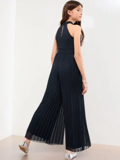 Lipsy Navy Blue Twist Halter Occasion Jumpsuit (5-16yrs)