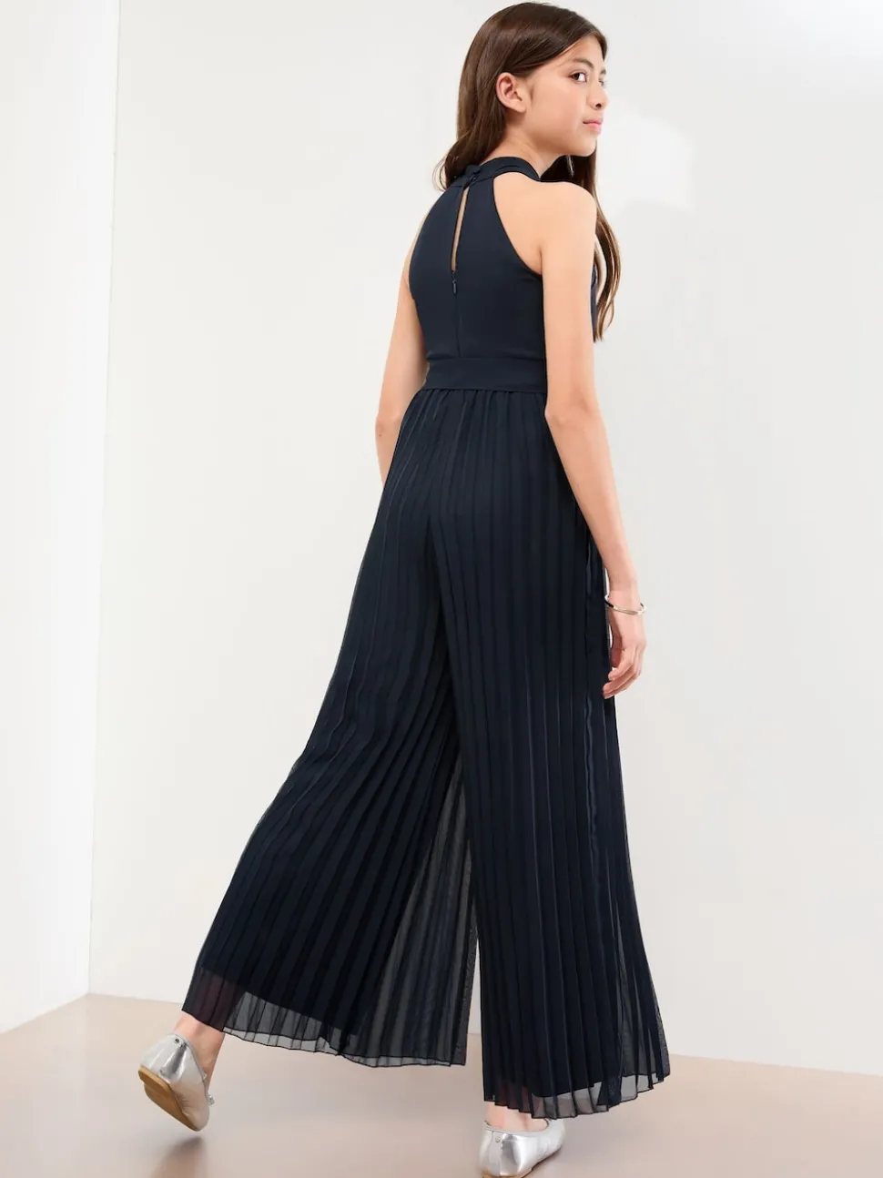 Lipsy Navy Blue Twist Halter Occasion Jumpsuit (5-16yrs)