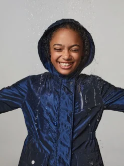 Lipsy Navy Shower Resistant Lightweight Ruched Raincoat (5-14yrs)