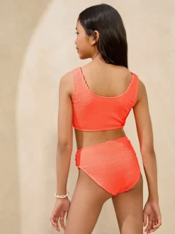 Lipsy Orange Heart Buckle Scoop Neck Textured Bikini (5-16yrs)