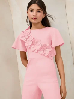 Lipsy Pink 3D Corsage Jumpsuit (5-16yrs)