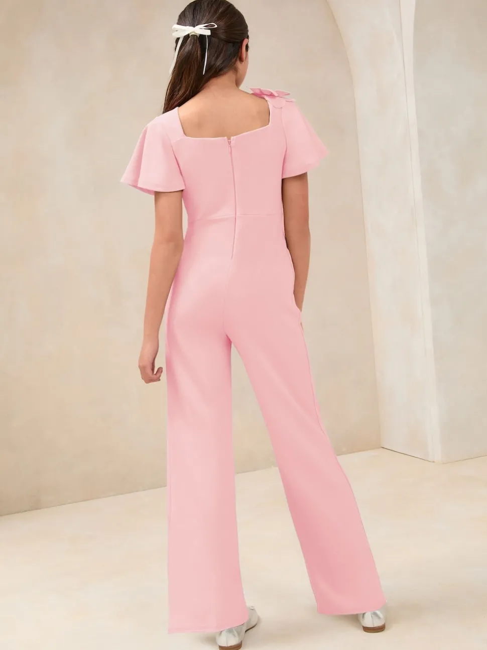 Lipsy Pink 3D Corsage Jumpsuit (5-16yrs)