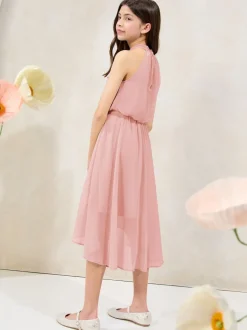 Lipsy Pink Halter Bubble Waist Occasion Dress (7-16yrs)