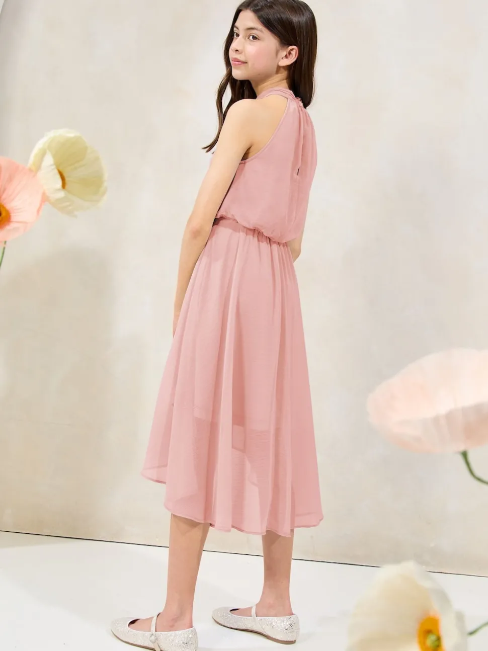 Lipsy Pink Halter Bubble Waist Occasion Dress (7-16yrs)