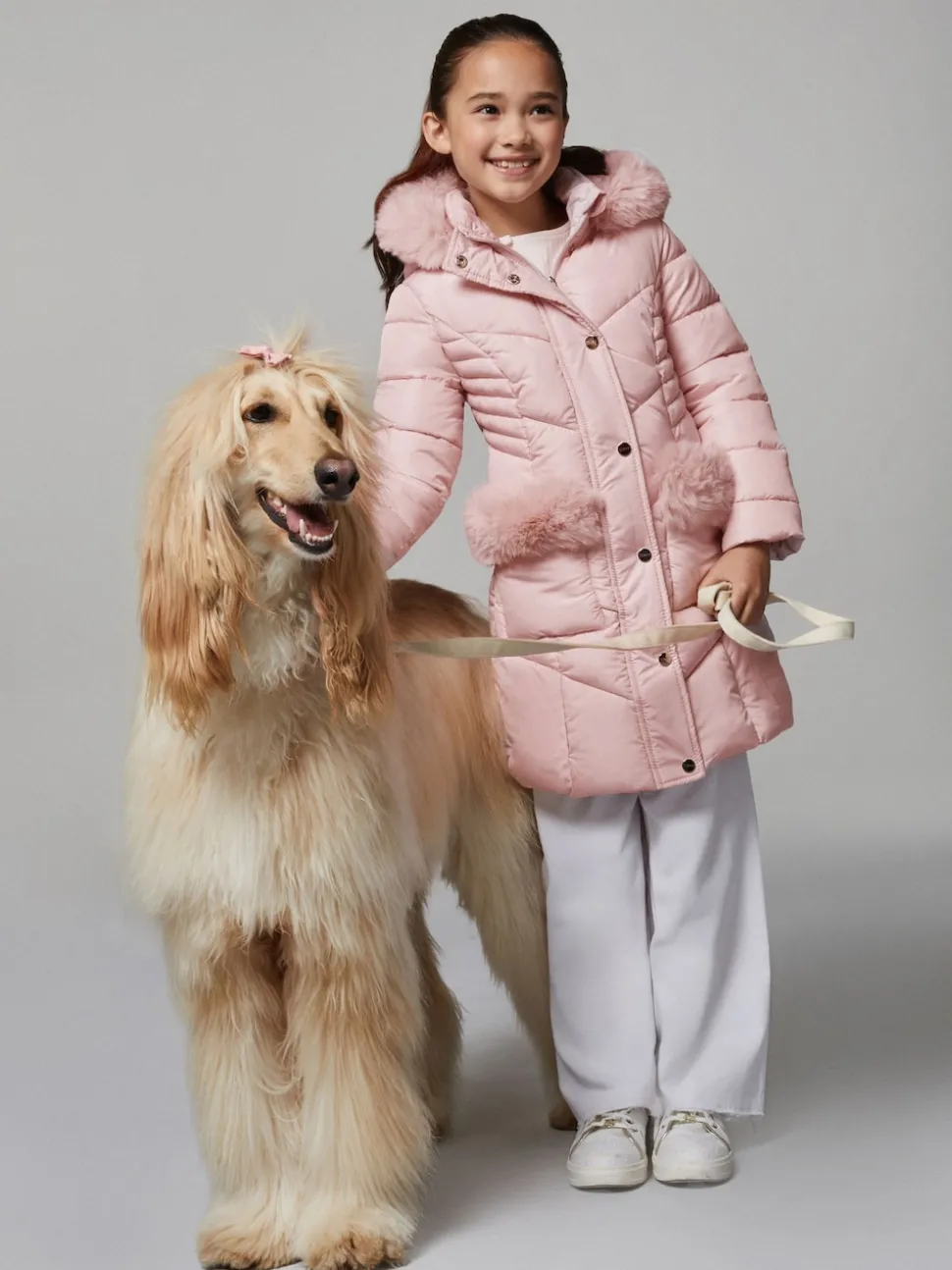Lipsy Pink Midweight Faux Fur Trim Quilted Puffer Coat (5-16yrs)
