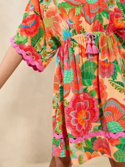 Lipsy Pink Multi Floral Crinkle Texture Kaftan (5-16yrs)