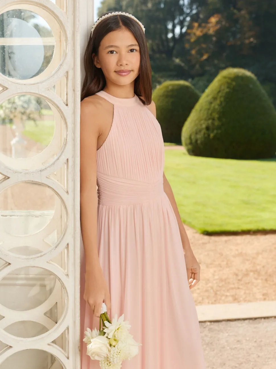 Lipsy Pink Pleated Halter Maxi Occasion Dress (5-16yrs)