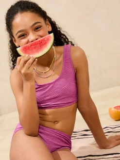 Lipsy Purple Scoop Neck Textured Bikini (5-16yrs)