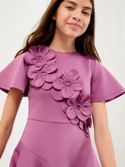 Lipsy Purple Scuba 3D Corsage Dress (5-14yrs)