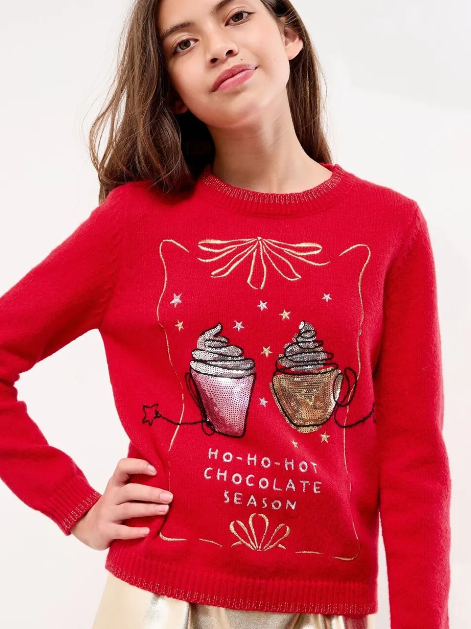 Lipsy Red Christmas Crew Neck Season Slogan Family Knitted Jumper (5-16yrs)
