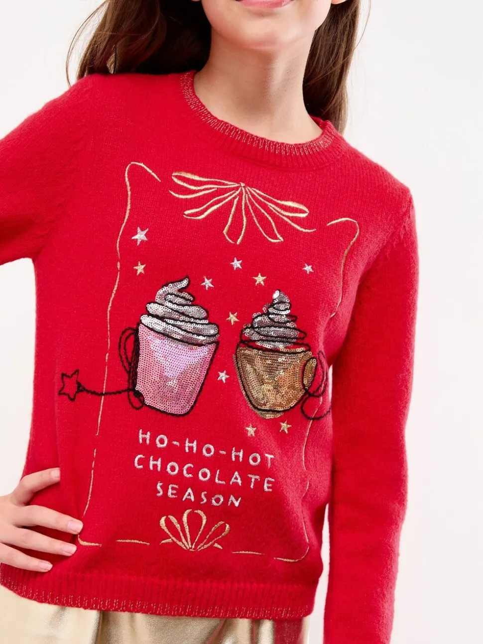 Lipsy Red Christmas Crew Neck Season Slogan Family Knitted Jumper (5-16yrs)