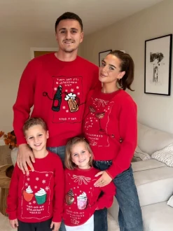 Lipsy Red Christmas Crew Neck Season Slogan Family Knitted Jumper (5-16yrs)