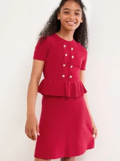 Lipsy Red Peplum Knit Dress (5-16yrs)