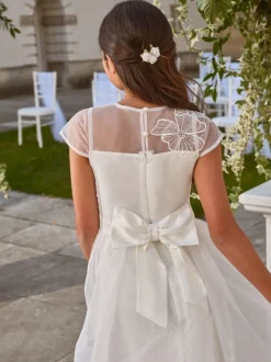 Lipsy White Flower Girl Embellished Flower Occasion Dress (5-16yrs)