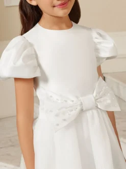 Lipsy White Holy Communion Heart Cut Out Tiered Occasion Dress (7-11yrs)