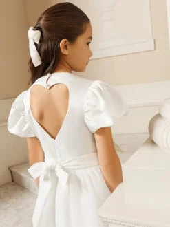 Lipsy White Holy Communion Heart Cut Out Tiered Occasion Dress (7-11yrs)