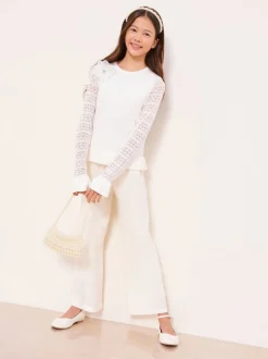 Lipsy White Knit Peplum Lace Occasion Jumper (5-16yrs)