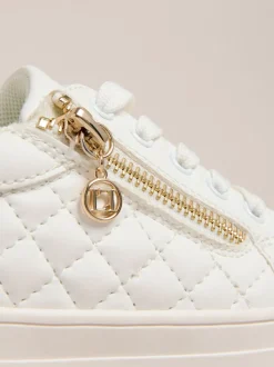 Lipsy White Lace Up Quilted Sports Trainers