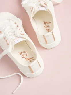 Lipsy White Low Top Lace-Up Canvas Baseball Trainers