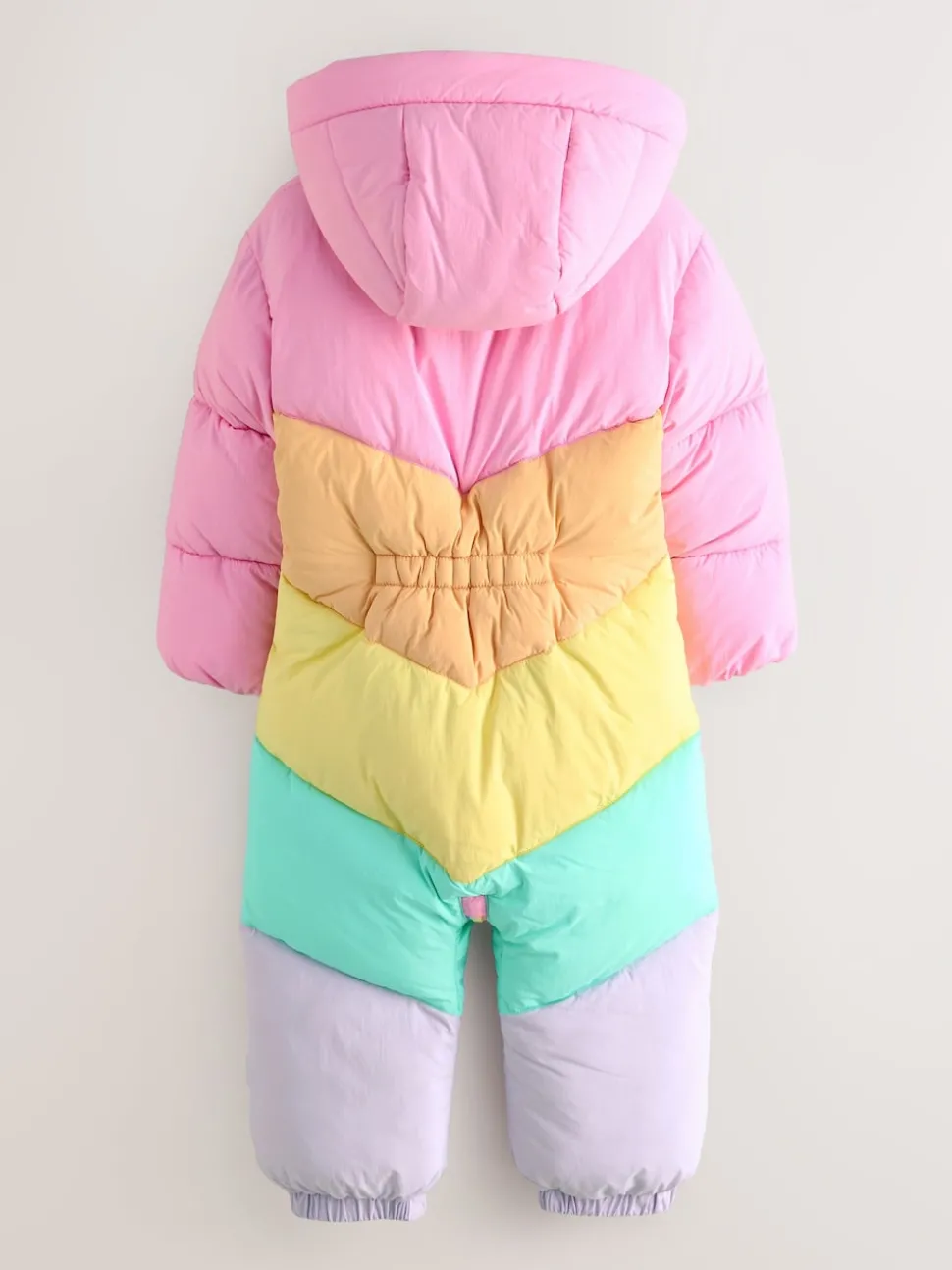 Little Bird by Jools Oliver Pink Pastel Rainbow Colourblock Shower Resistant Snowsuit