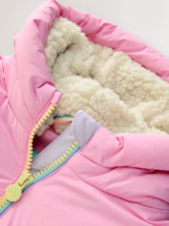 Little Bird by Jools Oliver Pink Pastel Rainbow Colourblock Shower Resistant Snowsuit