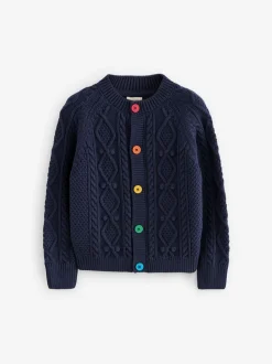 Little Bird by Jools Oliver Navy Knitted Cable Cotton Cardigan