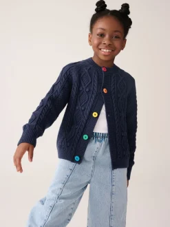 Little Bird by Jools Oliver Navy Knitted Cable Cotton Cardigan