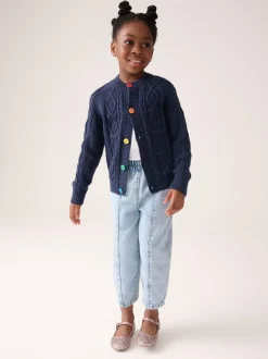 Little Bird by Jools Oliver Navy Knitted Cable Cotton Cardigan