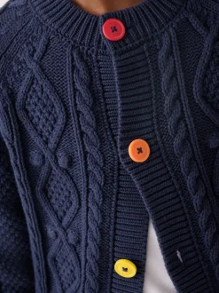 Little Bird by Jools Oliver Navy Knitted Cable Cotton Cardigan