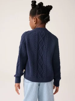 Little Bird by Jools Oliver Navy Knitted Cable Cotton Cardigan