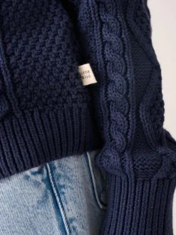 Little Bird by Jools Oliver Navy Knitted Cable Cotton Cardigan