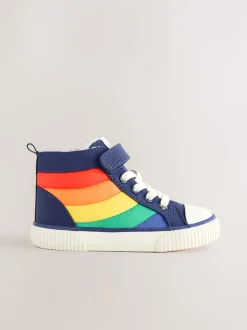 Little Bird by Jools Oliver Bright Rainbow Borg Lined Padded Hi-Top Trainers
