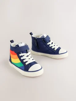 Little Bird by Jools Oliver Bright Rainbow Borg Lined Padded Hi-Top Trainers