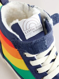 Little Bird by Jools Oliver Bright Rainbow Borg Lined Padded Hi-Top Trainers