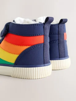 Little Bird by Jools Oliver Bright Rainbow Borg Lined Padded Hi-Top Trainers