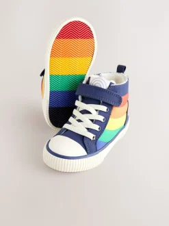 Little Bird by Jools Oliver Bright Rainbow Borg Lined Padded Hi-Top Trainers
