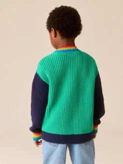 Little Bird by Jools Oliver Bright Colourblock Knitted V-Neck Cardigan
