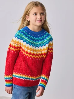 Little Bird by Jools Oliver Bright Rainbow Kids Fairisle Knitted Family Christmas Jumper