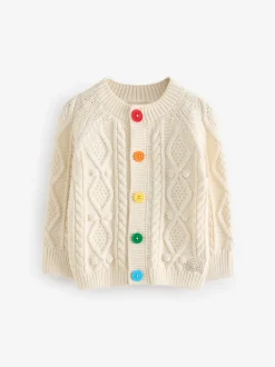 Little Bird by Jools Oliver Ecru Knitted Cable Cotton Cardigan