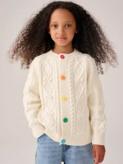 Little Bird by Jools Oliver Ecru Knitted Cable Cotton Cardigan