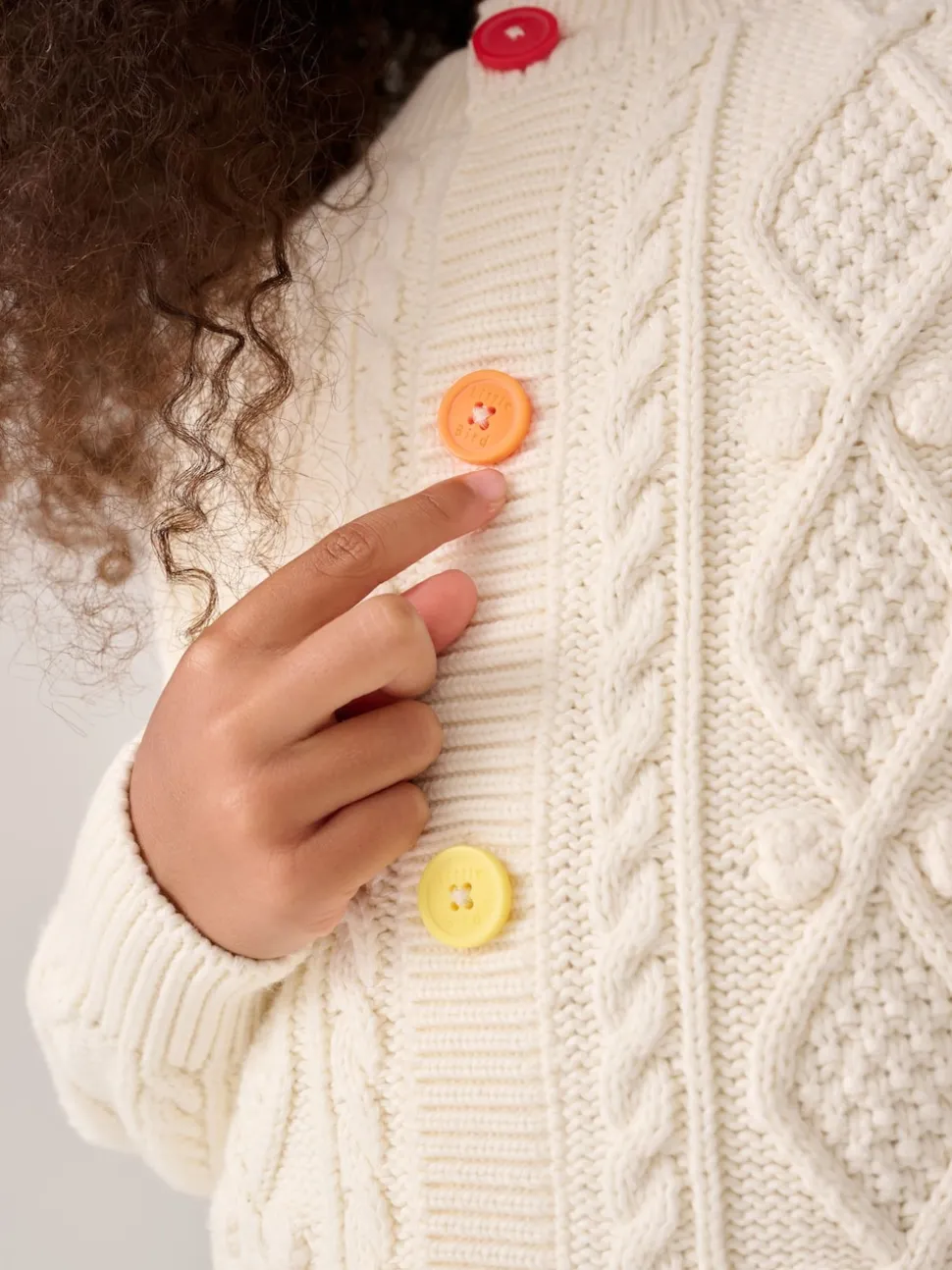 Little Bird by Jools Oliver Ecru Knitted Cable Cotton Cardigan