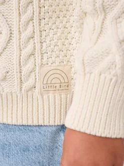 Little Bird by Jools Oliver Ecru Knitted Cable Cotton Cardigan