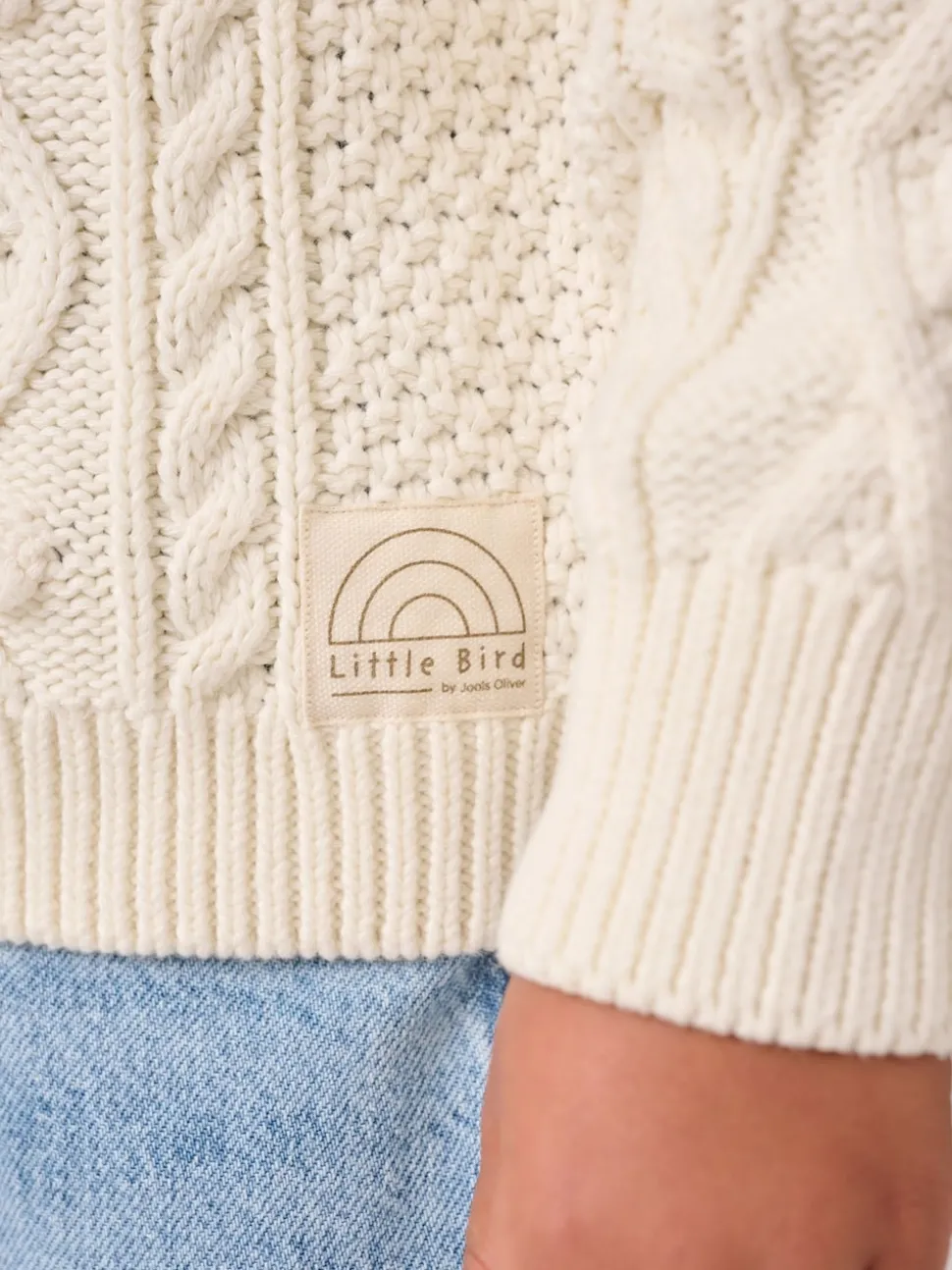 Little Bird by Jools Oliver Ecru Knitted Cable Cotton Cardigan