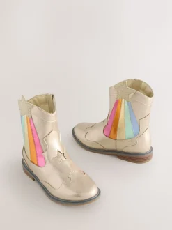 Little Bird by Jools Oliver Gold Metallic Western Ankle Boots